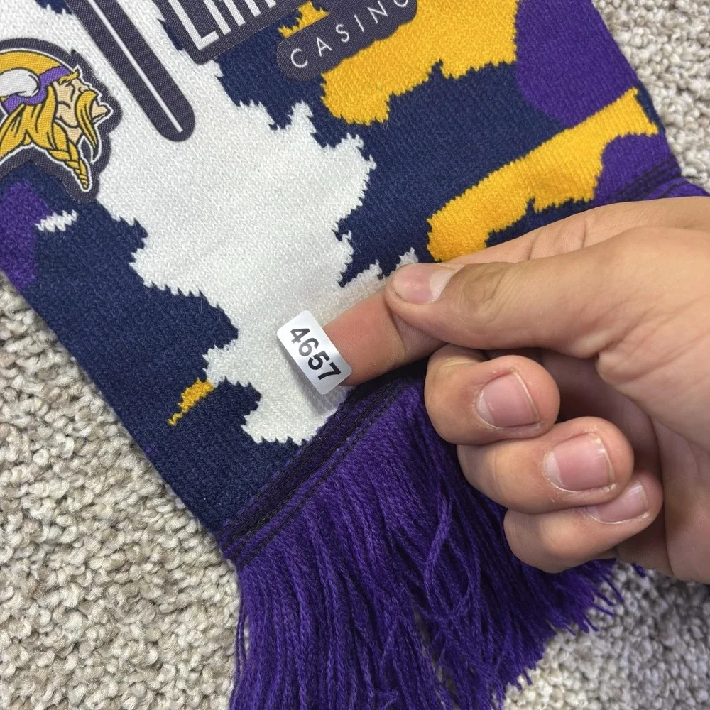 Minnesota Vikings Scarf Mens One Size Multi Color NFL Football Little Six SKOL